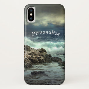 Ocean Waves Crashing into Rock Personalise iPhone X Case