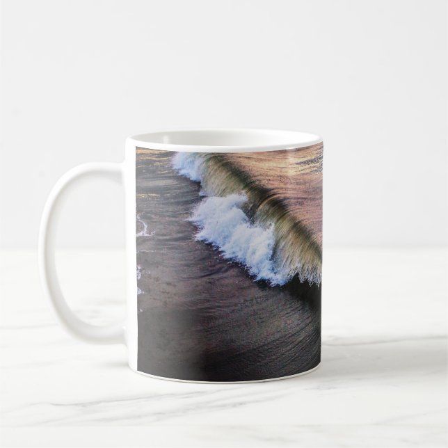 OCEAN WAVES CRASHING ON SHORE DURING DAYTIME COFFEE MUG (Left)