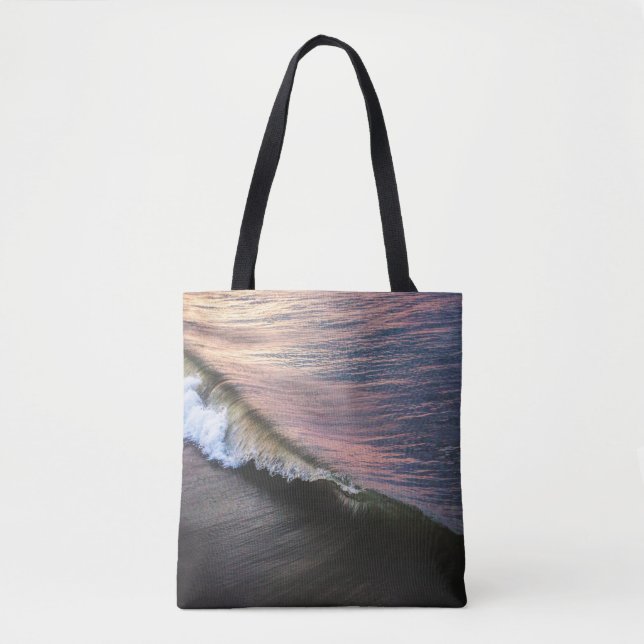 OCEAN WAVES CRASHING ON SHORE DURING DAYTIME TOTE BAG (Front)