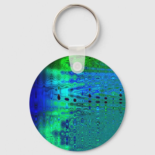 Ocean Waves Digital Abstract Key Ring (Front)