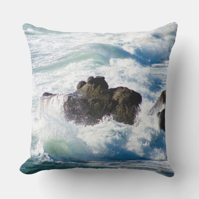 Ocean Waves Dramatic Oceanic Marine Throw Pillow (Front)