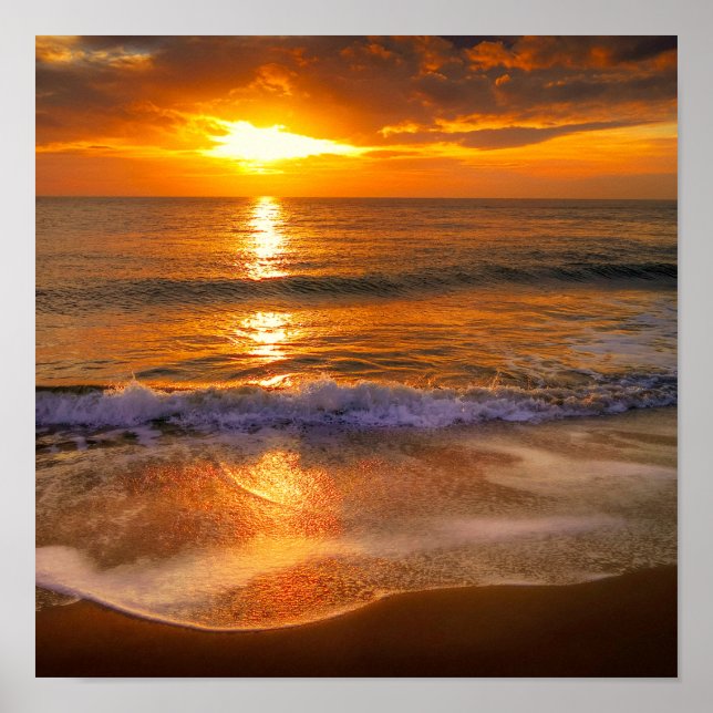 Ocean Waves during Sunset Poster (Front)