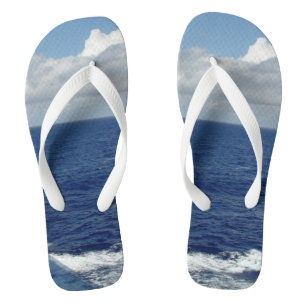 Ocean Waves Fluffy White Clouds Blue Sky Thongs