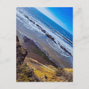 Ocean Waves from Cliff Coastal View Postcard