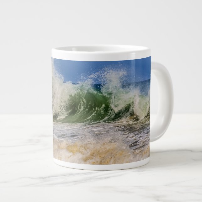 Ocean Waves in motion Large Coffee Mug (Front Right)