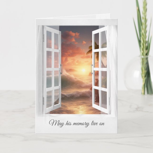 Ocean Waves In Window Sympathy Card (Front)