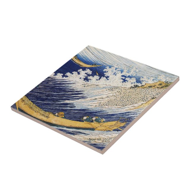 Ocean Waves Katsushika Hokusai masterpiece art Ceramic Tile (Side)