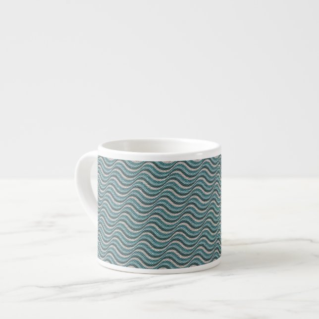 Ocean Waves Linen Look Espresso Cup (Front Left)