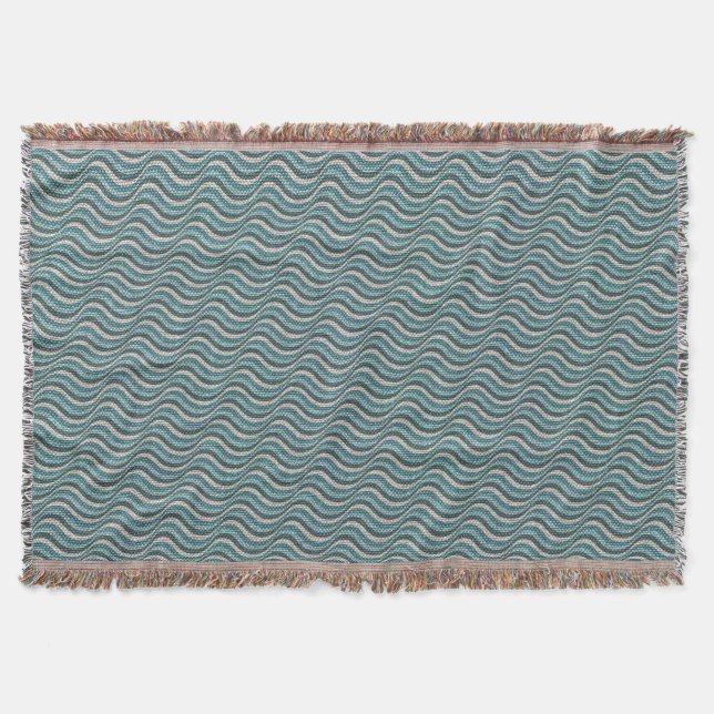 Ocean Waves Linen Look Throw Blanket (Front)