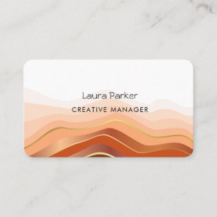 Ocean Waves Minimal Brown Gold Curves Modern Business Card