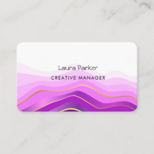 Ocean Waves Minimal Purple Gold Curves Modern Business Card