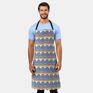 Ocean Waves Mosaic Pattern Kitchen Style Apron
