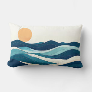 Ocean Waves Mug Minimalist Coastal Line Art pillow