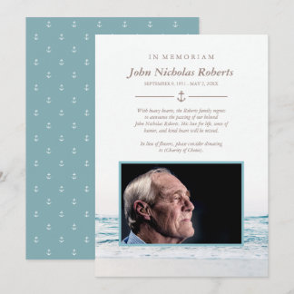 Ocean Waves Nautical In Memoriam Photo Invitation