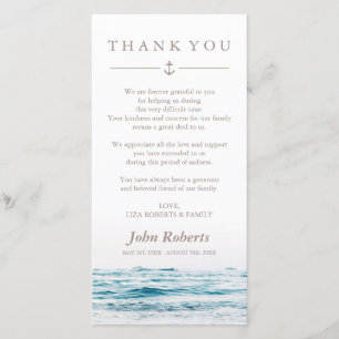 Ocean Waves Nautical Sympathy Thank You Card