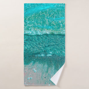 Ocean Waves on Sand  Bath Towel