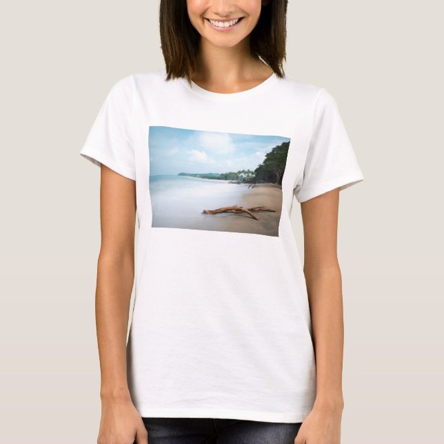 Ocean Waves On Sandy Beach T-Shirt (Front)
