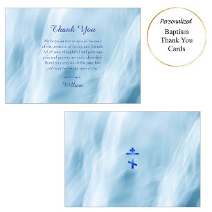Ocean Waves Orthodox Christian Baptism Thank You Card