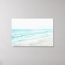 Ocean Waves Painting Aqua Light Blue Watercolor