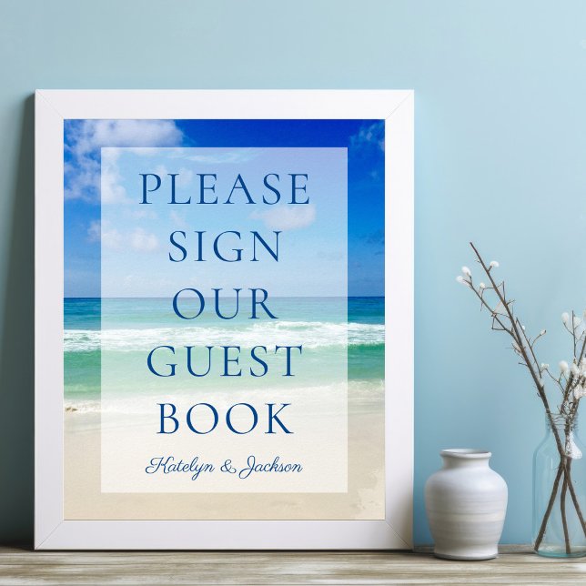 Ocean Waves Photo Beach Wedding Guest Book Sign (Creator Uploaded)