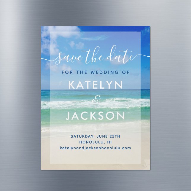 Ocean Waves Photo Chic Beach Save the Date Magnet (Creator Uploaded)