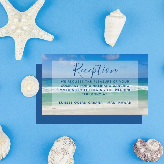 Ocean Waves Photo Tropical Beach Wedding Reception Enclosure Card (Creator Uploaded)