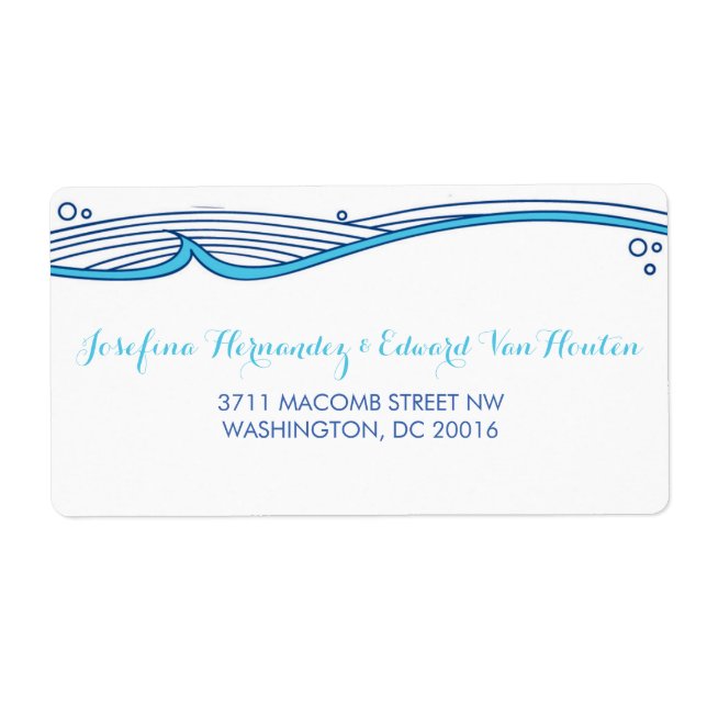 Ocean Waves Reply Card Mailing Address Label (Front)