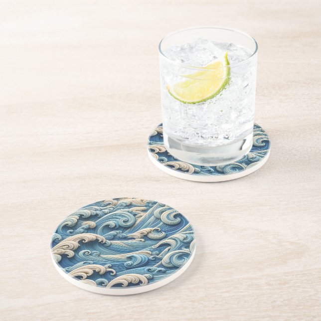 Ocean Waves Sandstone Coaster (Side)