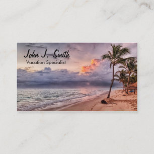 Ocean Waves Sandy Beach Sunset Business Card
