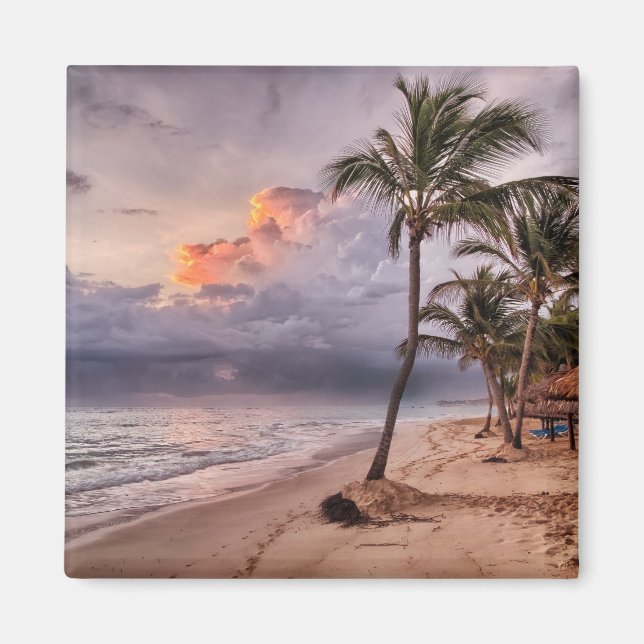Ocean Waves Sandy Beach Sunset Magnet (Front)