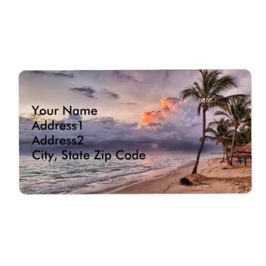 Ocean Waves Sandy Beach Sunset Shipping Label