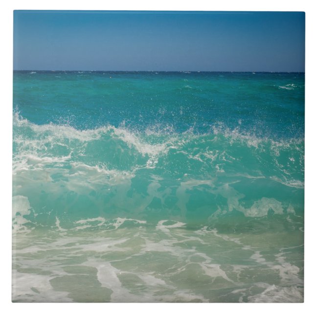 Ocean Waves Sea Coastal Aqua Nautical Beach Sea Ce Ceramic Tile (Front)