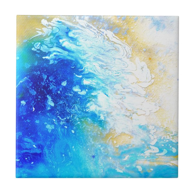 Ocean waves, sea foam, abstract ocean painting  ceramic tile (Front)