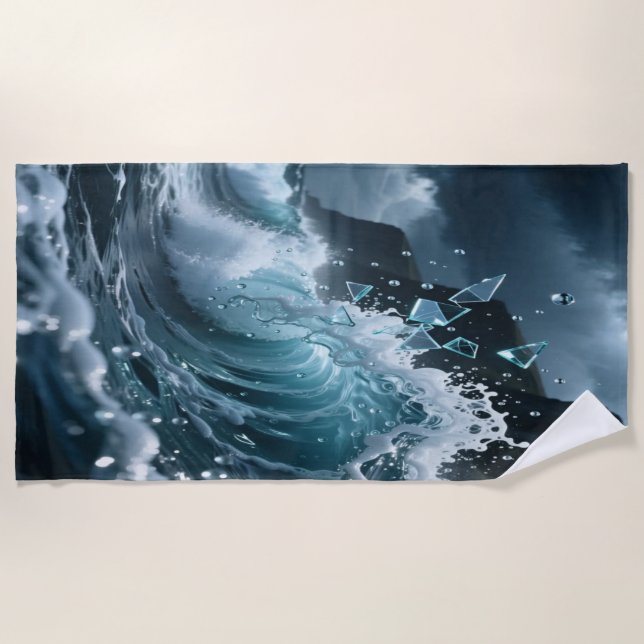 Ocean Waves & Sea Foam Beach Towel (Front)