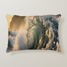 Ocean Waves & Sea Foam Throw Pillow Cover