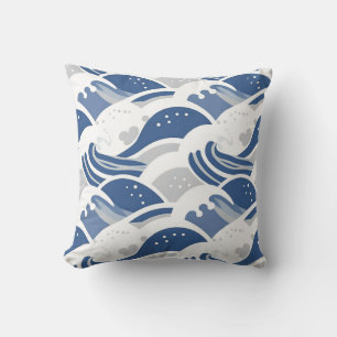 Ocean Waves Seamless Pattern Cushion