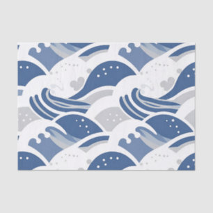 Ocean Waves Seamless Pattern Tissue Paper