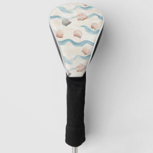 Ocean Waves Seashell Pattern Golf Head Cover