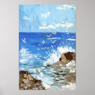 Ocean Waves Seashore Landscape Poster