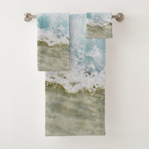 Ocean Waves Splashing Into Shore Bath Towel Set