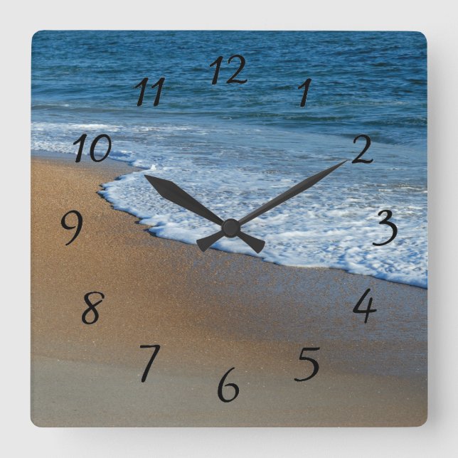 Ocean Waves Square Wall Clock (Front)