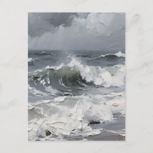 Ocean Waves Stormy Seascape Textured Postcard