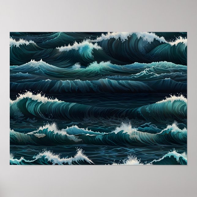Ocean Waves Tapestry Poster (Front)