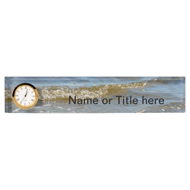 Ocean waves water Clock Desk Nameplate (Front)