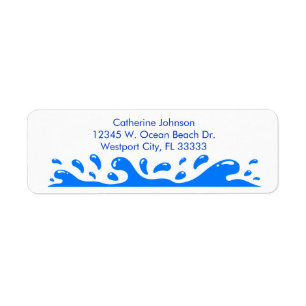 Ocean Waves Water Splash Personalised Company Blue Return Address Label