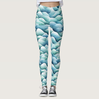 Ocean Waves Watercolor Turquoise Pattern Leggings