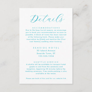 Ocean Waves Wedding Details Hotel Info QR code Enclosure Card