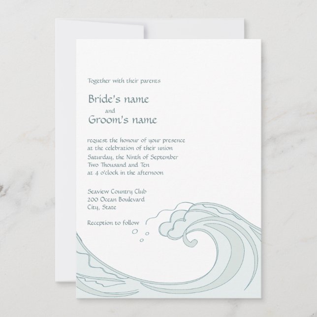 Ocean Waves Wedding Invitations (Front)