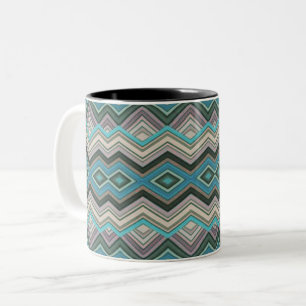 Ocean Waves Zig Zags & Stripes Two-Tone Coffee Mug