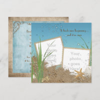 ocean wedding photo frame in sand